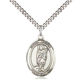 Sterling Silver Saint Victor of Marseilles Medal Religious Jewelry Engraved Catholic Saint Jewelry