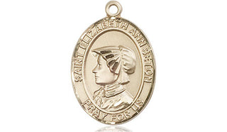 14kt Gold Saint Elizabeth Ann Seton Medal Engraved Catholic Saint Jewelry