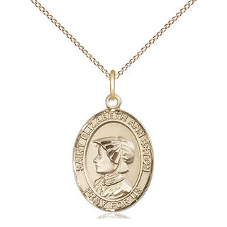 14kt Gold Saint Elizabeth Ann Seton Medal Engraved Catholic Saint Jewelry