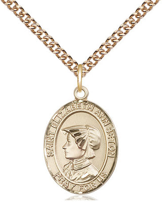 14kt Gold Saint Elizabeth Ann Seton Medal Engraved Catholic Saint Jewelry