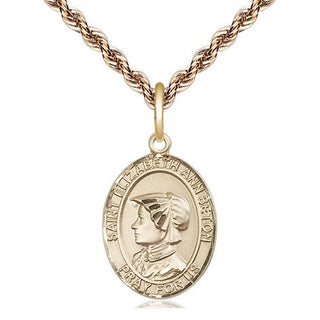 14kt Gold Saint Elizabeth Ann Seton Medal Engraved Catholic Saint Jewelry
