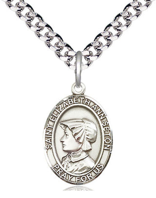 Pewter Saint Elizabeth Ann Seton Medal Religious Jewelry Engraved Catholic Saint Jewelry