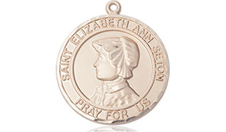 14kt Gold Filled Saint Elizabeth Ann Seton Medal Engraved Catholic Saint Jewelry