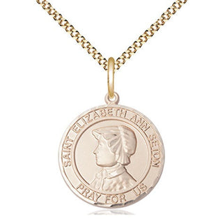 14kt Gold Filled Saint Elizabeth Ann Seton Medal Religious Jewelry Engraved Catholic Saint Jewelry