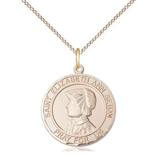14kt Gold Saint Elizabeth Ann Seton Medal Engraved Catholic Saint Jewelry