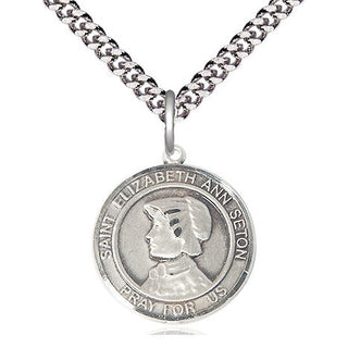 Pewter Saint Elizabeth Ann Seton Medal Religious Jewelry Engraved Catholic Saint Jewelry