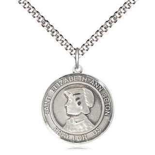 Sterling Silver Saint Elizabeth Ann Seton Medal Religious Jewelry Engraved Catholic Saint Jewelry