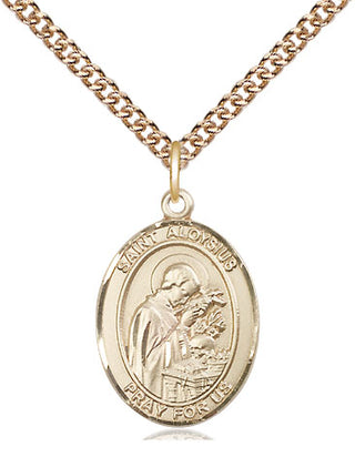 14kt Gold Saint Aloysius Gonzaga Medal Engraved Catholic Saint Jewelry