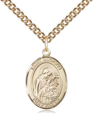 14kt Gold Saint Aloysius Gonzaga Medal Engraved Catholic Saint Jewelry