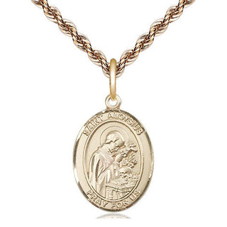 14kt Gold Saint Aloysius Gonzaga Medal Engraved Catholic Saint Jewelry