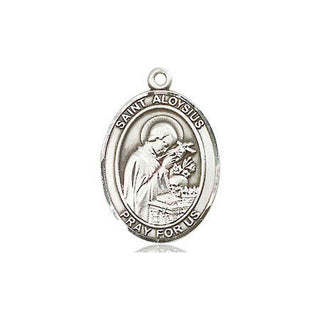 Pewter Saint Aloysius Gonzaga Medal Engraved Catholic Saint Jewelry