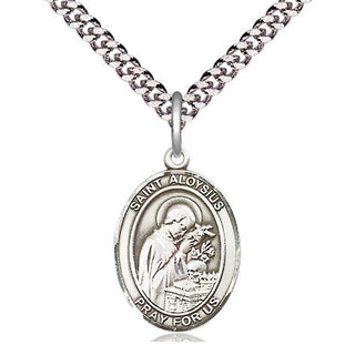 Pewter Saint Aloysius Gonzaga Medal Religious Jewelry Engraved Catholic Saint Jewelry