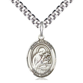 Pewter Saint Aloysius Gonzaga Medal Religious Jewelry Engraved Catholic Saint Jewelry