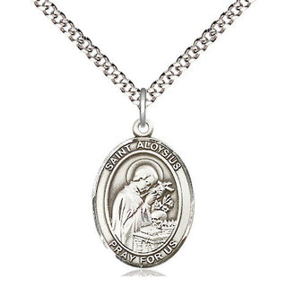 Pewter Saint Aloysius Gonzaga Medal Religious Jewelry Engraved Catholic Saint Jewelry