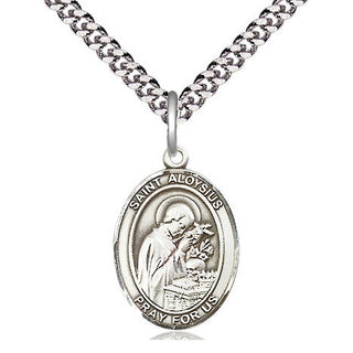 Pewter Saint Aloysius Gonzaga Medal Religious Jewelry Engraved Catholic Saint Jewelry