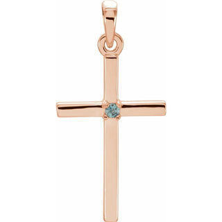 14K Rose Natural Peridot Cross Pendant