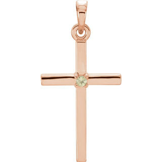 14K Rose Natural Peridot Cross Pendant