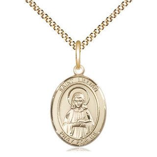 14kt Gold Filled Saint Lillian Medal Religious Jewelry Engraved Catholic Saint Jewelry