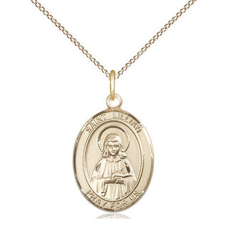14kt Gold Filled Saint Lillian Medal Religious Jewelry Engraved Catholic Saint Jewelry
