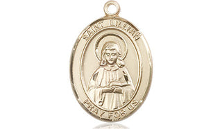 14kt Gold Saint Lillian Medal Engraved Catholic Saint Jewelry