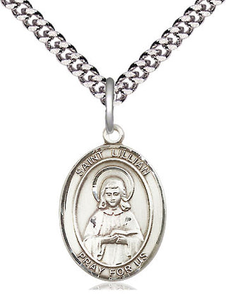 Pewter Saint Lillian Medal Religious Jewelry Engraved Catholic Saint Jewelry