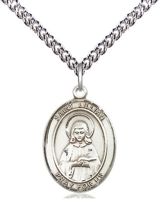 Sterling Silver Saint Lillian Medal Religious Jewelry Engraved Catholic Saint Jewelry