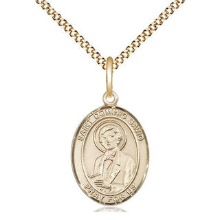 14kt Gold Filled Saint Dominic Savio Medal Religious Jewelry Engraved Catholic Saint Jewelry