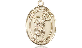 14kt Gold Filled Saint Stephanie Medal Engraved Catholic Saint Jewelry