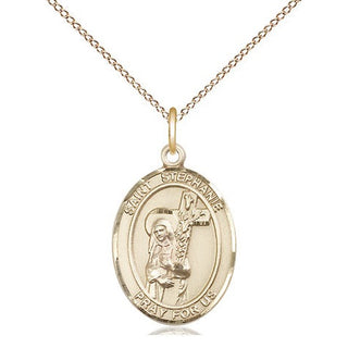 14kt Gold Filled Saint Stephanie Medal Religious Jewelry Engraved Catholic Saint Jewelry
