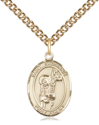 14kt Gold Filled Saint Stephanie Medal Religious Jewelry Engraved Catholic Saint Jewelry