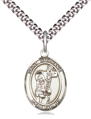 Pewter Saint Stephanie Medal Religious Jewelry Engraved Catholic Saint Jewelry