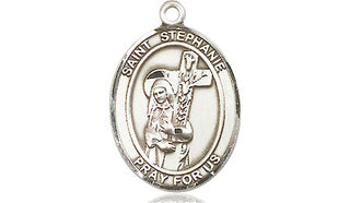 Sterling Silver Saint Stephanie Medal Religious Jewelry Engraved Catholic Saint Jewelry