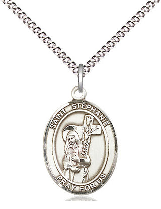 Sterling Silver Saint Stephanie Medal Religious Jewelry Engraved Catholic Saint Jewelry