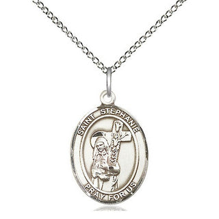Sterling Silver Saint Stephanie Medal Religious Jewelry Engraved Catholic Saint Jewelry