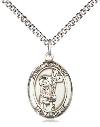 Sterling Silver Saint Stephanie Medal Religious Jewelry Engraved Catholic Saint Jewelry