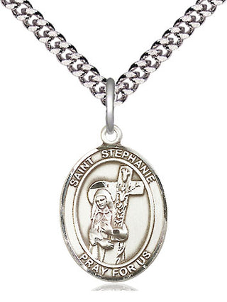 Sterling Silver Saint Stephanie Medal Religious Jewelry Engraved Catholic Saint Jewelry