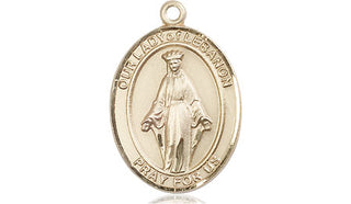 14kt Gold Our Lady of Lebanon Medal Engraved Catholic Saint Jewelry