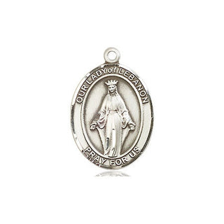 Sterling Silver Our Lady of Lebanon Medal Engraved Catholic Saint Jewelry