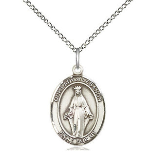 Sterling Silver Our Lady of Lebanon Medal Religious Jewelry Engraved Catholic Saint Jewelry