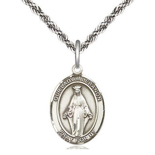 Sterling Silver Our Lady of Lebanon Medal Religious Jewelry Engraved Catholic Saint Jewelry