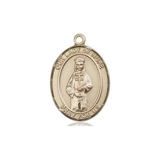 14kt Gold Our Lady of Hope Medal Engraved Catholic Saint Jewelry