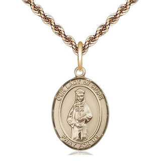 14kt Gold Our Lady of Hope Medal Engraved Catholic Saint Jewelry