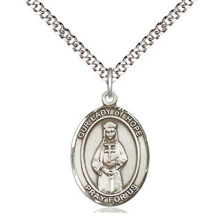 Pewter Our Lady of Hope Medal Religious Jewelry Engraved Catholic Saint Jewelry