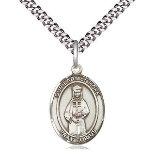 Pewter Our Lady of Hope Medal Religious Jewelry Engraved Catholic Saint Jewelry