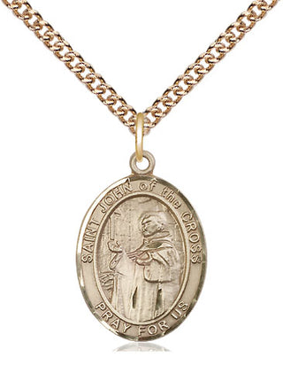 14kt Gold Saint John of the Cross Medal Engraved Catholic Saint Jewelry