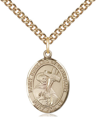 14kt Gold Filled Saint Bernard of Clairvaux Medal Religious Jewelry Engraved Catholic Saint Jewelry