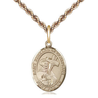 14kt Gold Saint Bernard of Clairvaux Medal Engraved Catholic Saint Jewelry