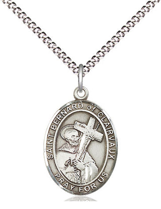 Sterling Silver Saint Bernard of Clairvaux Medal Religious Jewelry Engraved Catholic Saint Jewelry