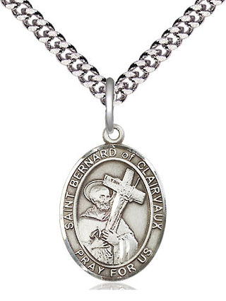 Sterling Silver Saint Bernard of Clairvaux Medal Religious Jewelry Engraved Catholic Saint Jewelry