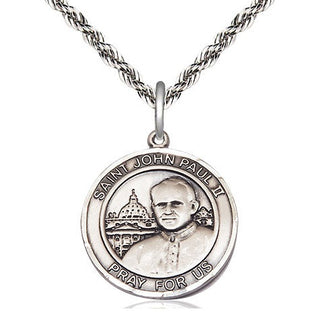 Sterling Silver Saint John Paul II Medal Religious Jewelry